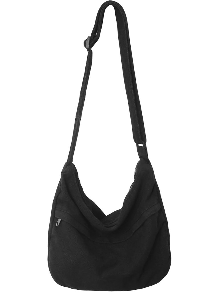 Canvas Messenger Bag Large Hobo Crossbody Bag With Zipper Casual Shoulder Tote H